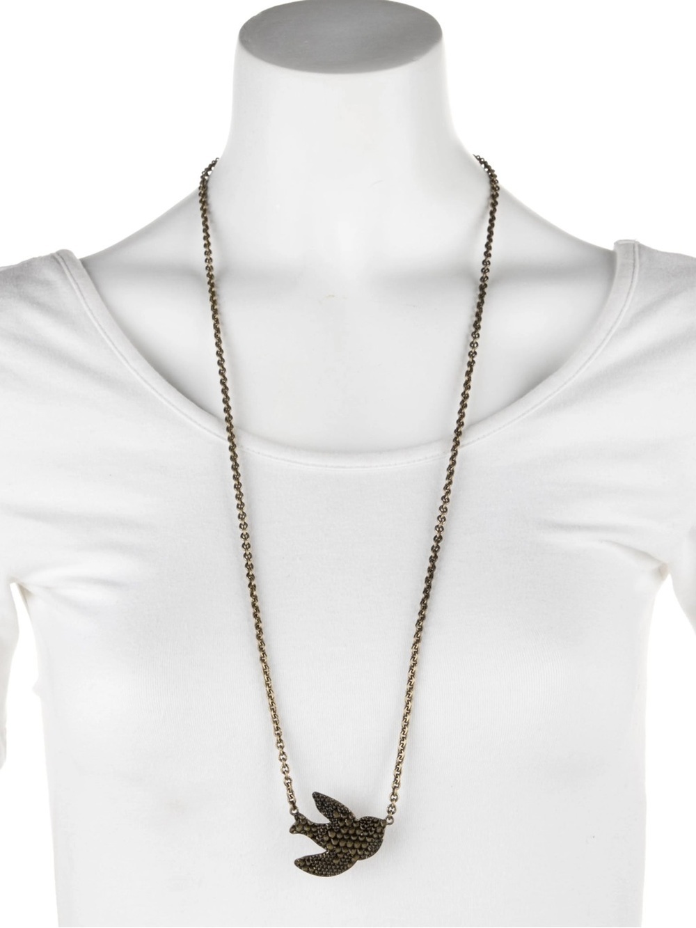 Authentic Marc Jacob’s bird Pendant chain Necklace in Gunmetal